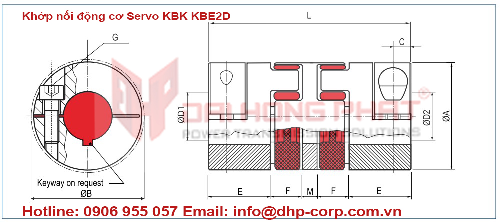 Khớp nối động cơ servo insert coupling KBK KBE2D