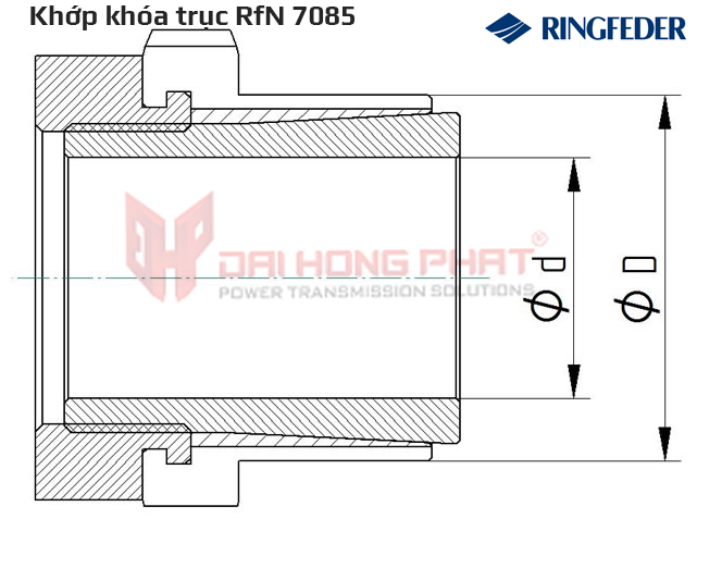Bảng vẽ khớp khóa trục Ringfeder RfN 7085 with central lock nut