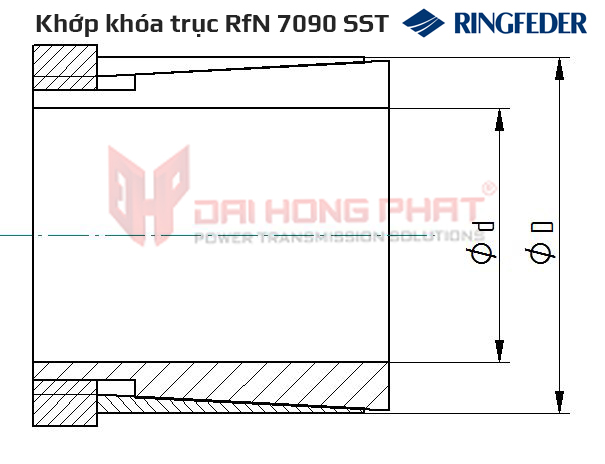 Bảng vẽ khớp khóa trục Ringfeder RfN 7090 with central lock nut 