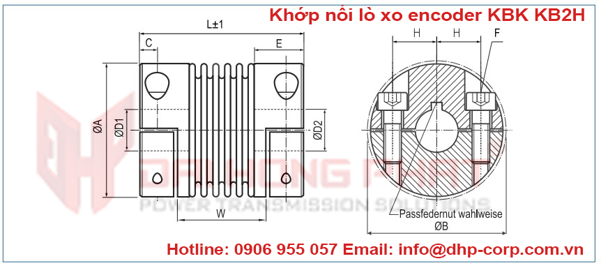 Khớp nối lò xo encoder KBK KB2H Đại Hồng Phát