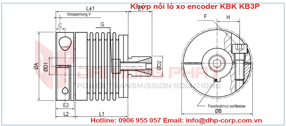 Khớp nối lò xo encoder KBK KB3P Đại Hồng Phát