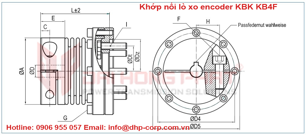 Khớp nối lò xo encoder KBK KB4F Đại Hồng Phát