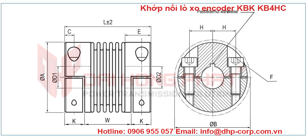 Khớp nối lò xo encoder KBK KB4HC Đại Hồng Phát