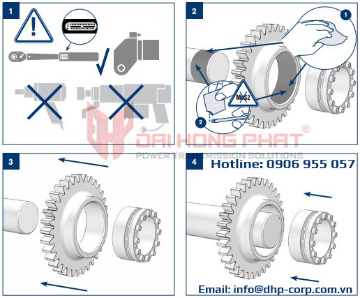 Lắp đặt khớp khóa trục Ringfeder RfN 7004