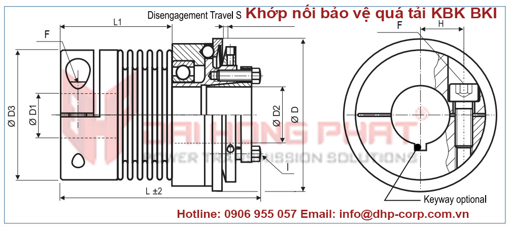 Khớp nối bảo vệ quá tải Safety Coupling Torque Limited KBK BKI Đại Hồng Phát 