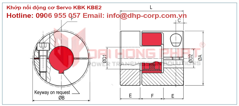 Khớp nối động cơ Servo Insert coupling KBK KBE2