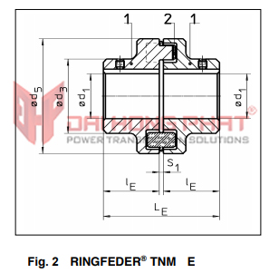 Khớp nối Ringfeder TNM Nor Mex E - bản vẽ kỹ thuật