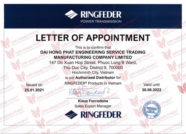 Nhà phân phối chính hãng Ringfeder tại Việt Nam